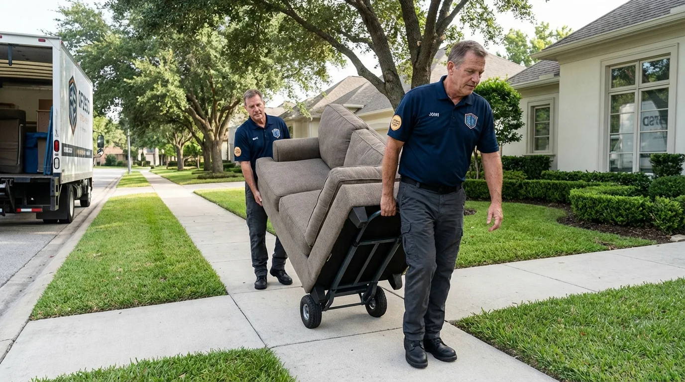 Local residential moving crew loading furniture in Sylvester, GA