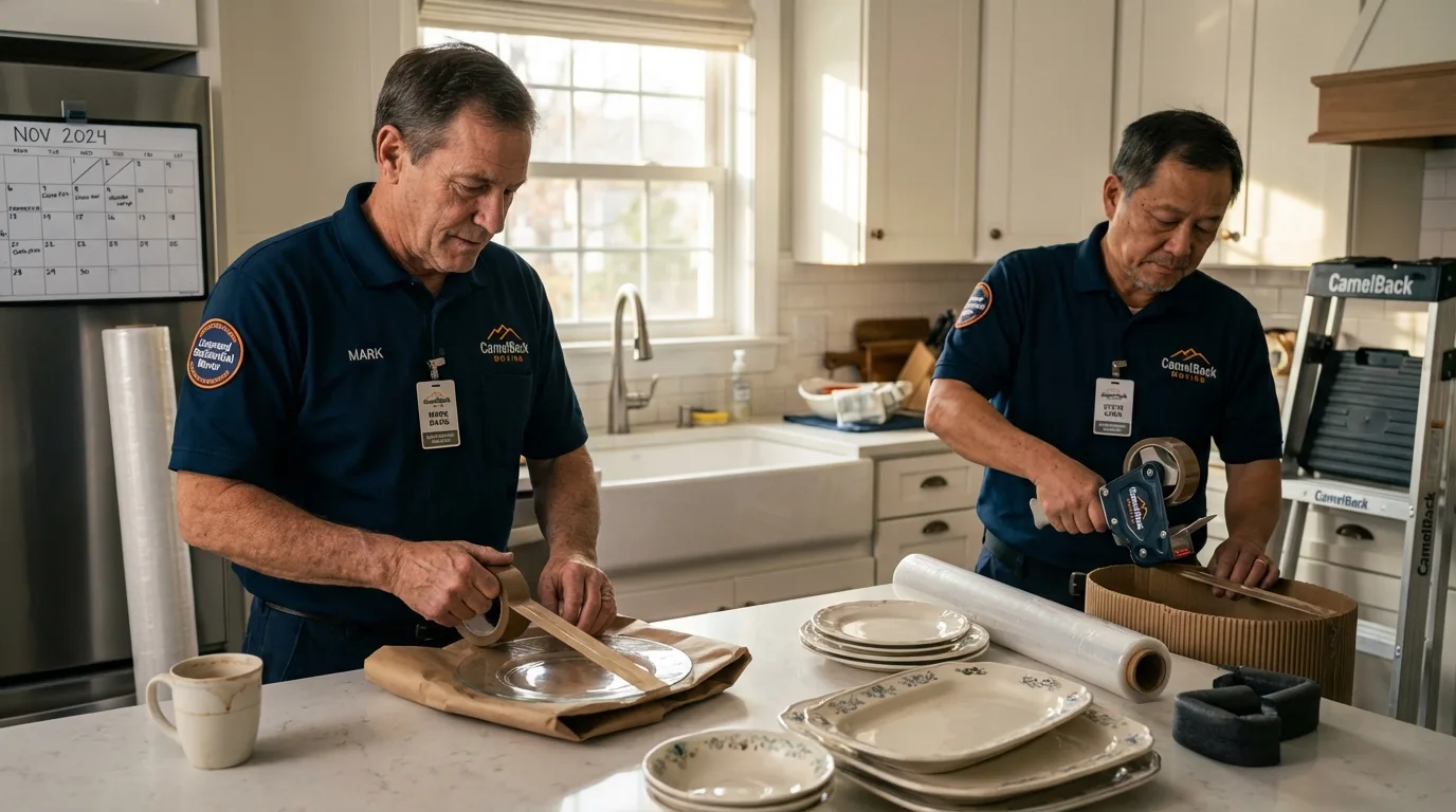 Professional crew packing kitchen dishware in Sylvester, GA